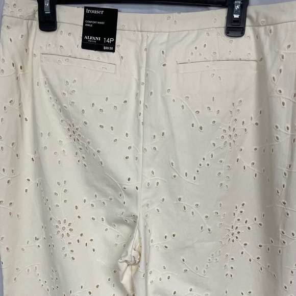 NWT 14P Alfani Antique White Dresses Eyelet Lined Ankle Trouser Pants - Picture 8 of 10